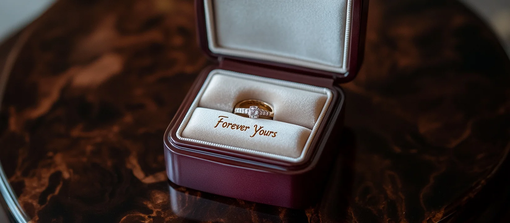A white personalized ring box, a perfect custom engagement ring box with delicate flowers.